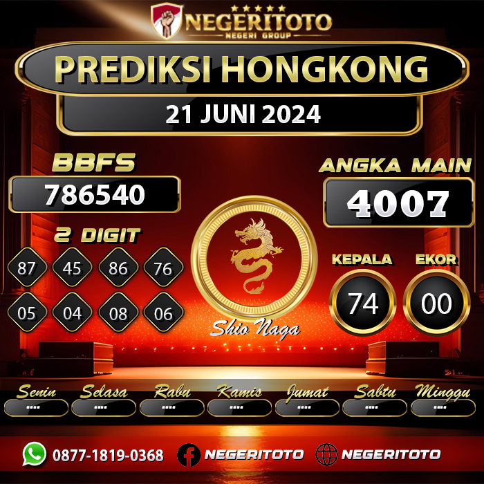 Negeritoto Prediksi Hongkong Tgl 21 Juni 2024