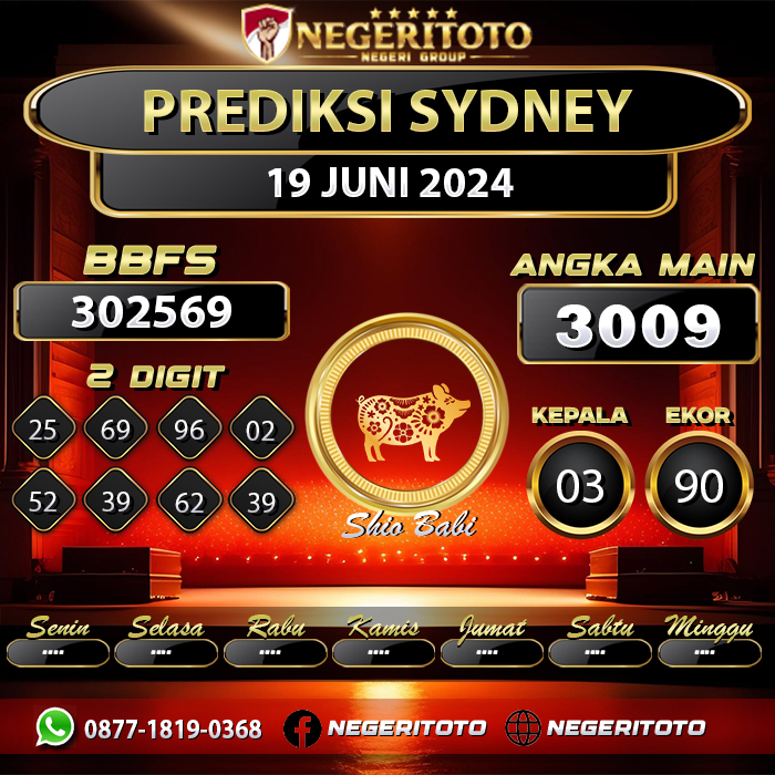 Negeritoto Prediksi Sydney Tgl 19 Juni 2024