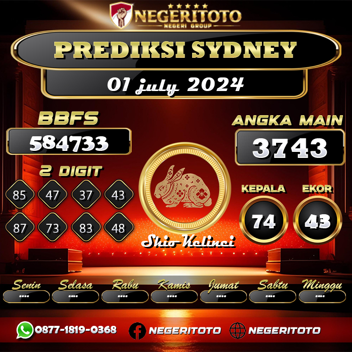 Negeritoto Prediksi Sydney Tgl 01 july 2024