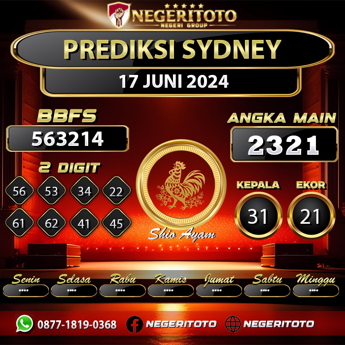 Negeritoto Prediksi Sydney Tgl 17 Juni 2024