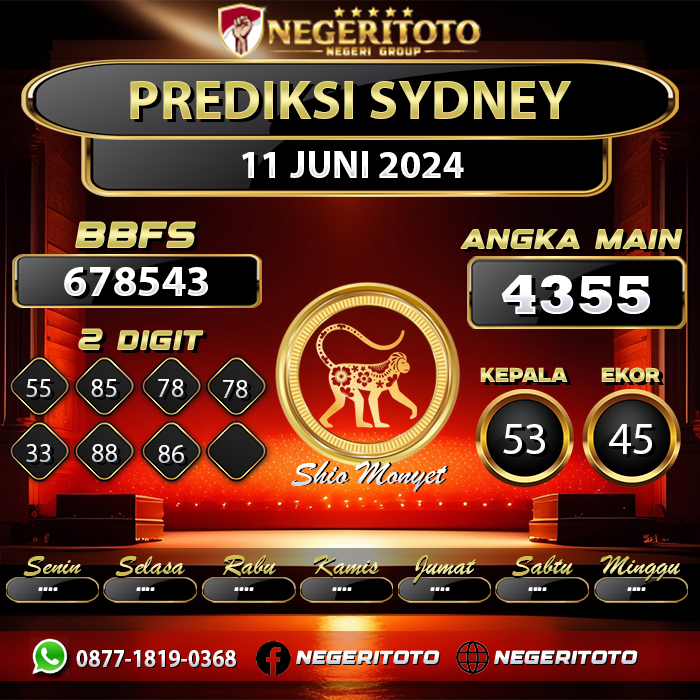 Negeritoto Prediksi Sydney Tgl 11 Juni 2024