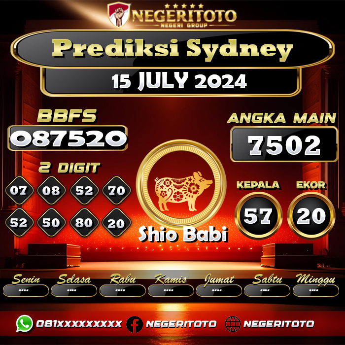 Negeritoto Prediksi Sydney Tgl 15 July 2024