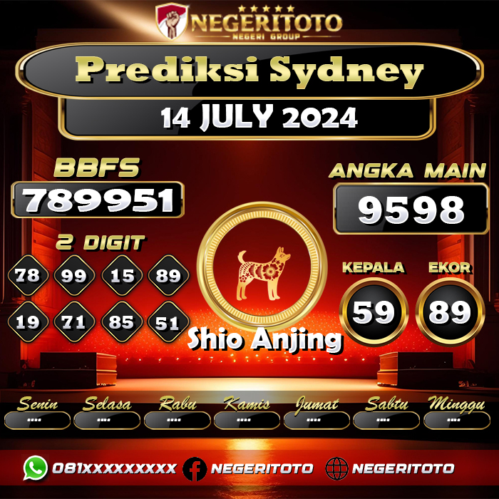 Negeritoto Prediksi Sydney Tgl 14 July 2024