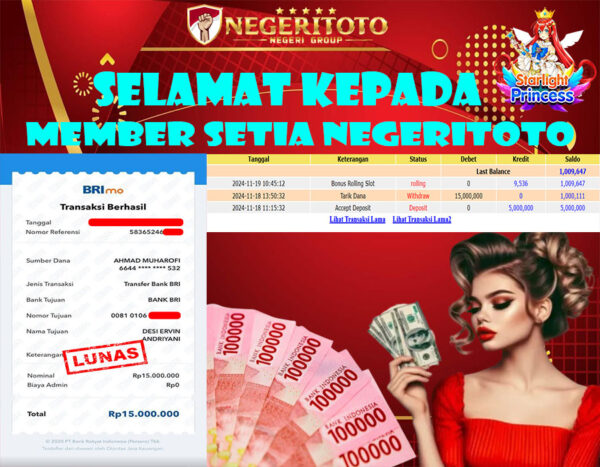 NEGERITOTO SELAMAT KEPADA MEMBER SETIA KAMI JP 15.000.000