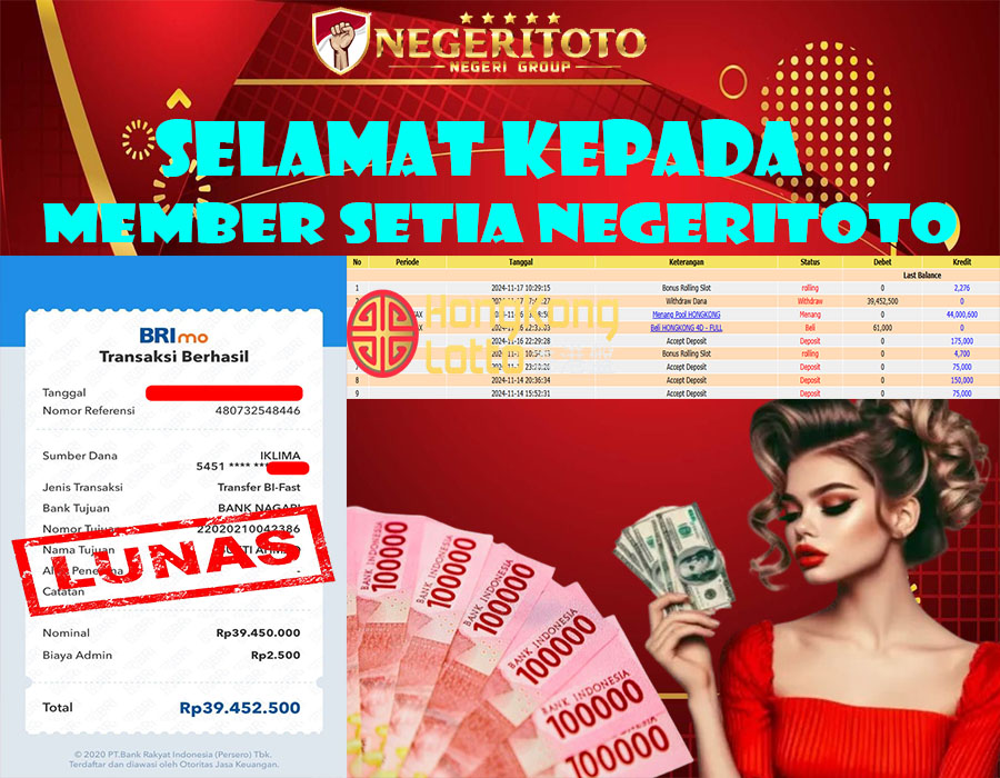 NEGERITOTO SELAMAT KEPADA MEMBER SETIA KAMI JP 39.450.000