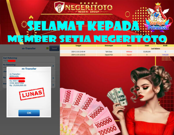 NEGERITOTO SELAMAT KEPADA MEMBER SETIA KAMI JP 25.000.000