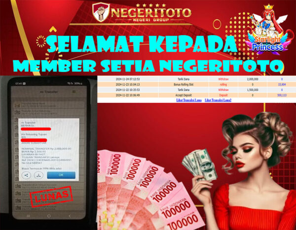 NEGERITOTO SELAMAT KEPADA MEMBER SETIA KAMI JP 2.000.000